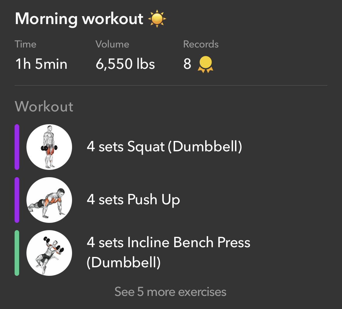 Screenshot showing several exercises 